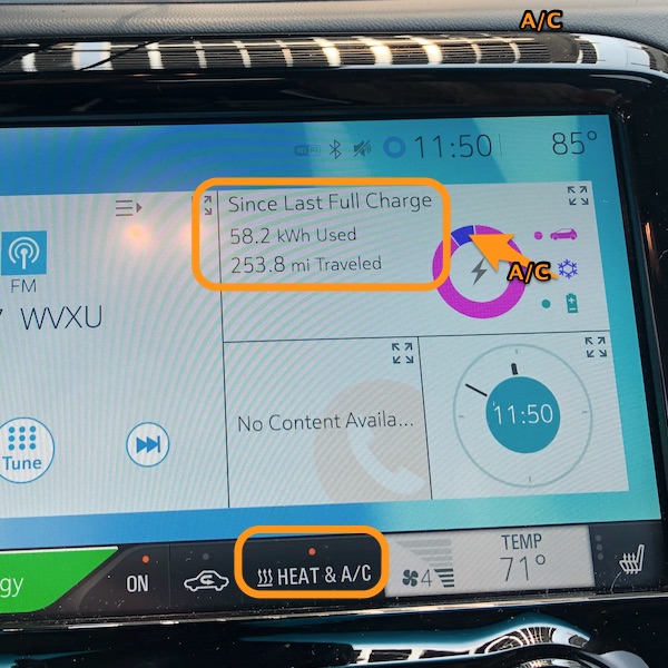 Chevy Bolt efficiency drive over 250 miles with the A/C on.